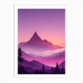 Misty Mountains Vertical Composition In Purple Tone 3 Art Print