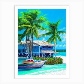 Caye Caulker Belize Pointillism Style Tropical Destination Art Print
