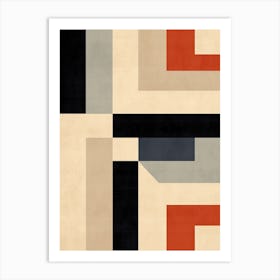 Quantum Quest: Mid-Century Geometric Exploration Art Print