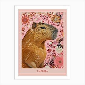 Floral Animal Painting Capybara 2 Poster Art Print