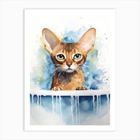 Abyssinian Cat In Bathtub Bathroom 1 Art Print