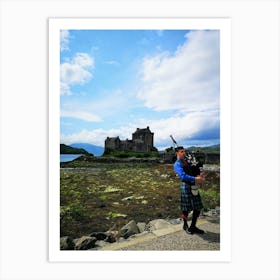 Piper At Eilean Donan Castle, Scottish Highlands Art Print