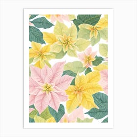 Poinsettia Pastel Floral 1 Flower Art Print