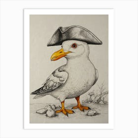 Seagull In A Pirate Hat Art Print