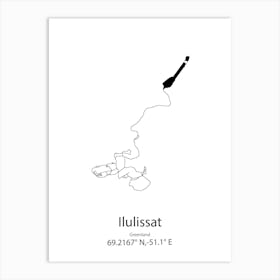 Ilulissat,Greenland Minimalist Map Art Print