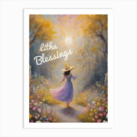 Blessings from a Witch at Litha ~ Fairytale Pagan Art for Wheel of the Year by Sarah Valentine ~ Written Words Version Art Print