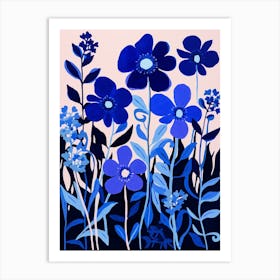 Blue Flower Illustration Lobelia 3 Art Print