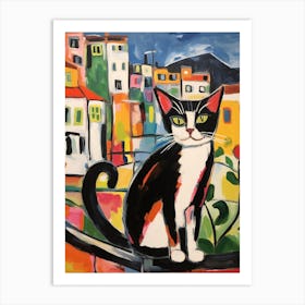Painting Of A Cat In Lisbon Portugal 2 Art Print