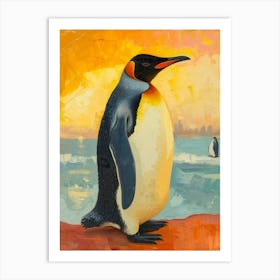 King Penguin Gold Harbour Colour Block Painting 3 Art Print
