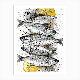 Sardines art with lemon Art Print