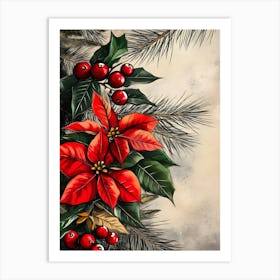 Christmas Poinsettia Art Print