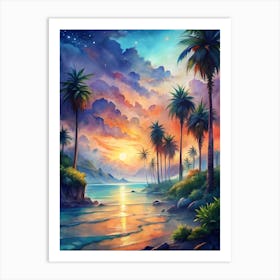 Sunset At The Beach 8 Art Print