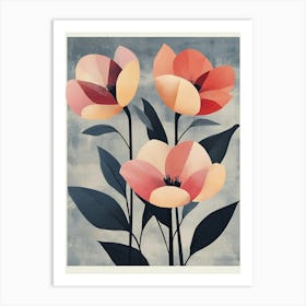 Three Pink Flowers Art Print