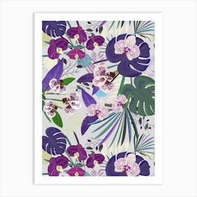Orchid Tropical Leaves Art Print
