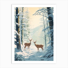 Winter Deer 1 Illustration Art Print