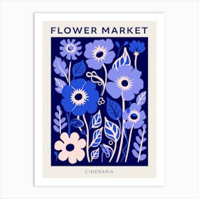 Blue Flower Market Poster Cineraria 1 Art Print