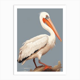 Pelican Animal Drawing In The Style Of Ukiyo E 3 Art Print
