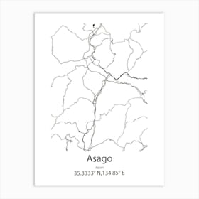 Asago,Japan Minimalist Map Art Print