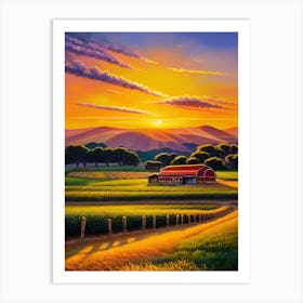 Sunset At The Farm By Person 2 Art Print