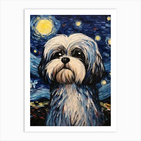 Shih Tzu Starry Night Dog Portrait Art Print