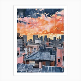 Tokyo Rooftops Morning Skyline 4 Art Print