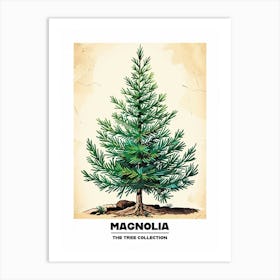Magnolia Tree Storybook Illustration 4 Poster Art Print