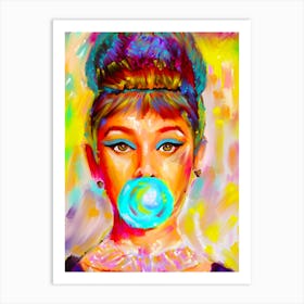 Audrey Hepburn Bubblegum Art Print