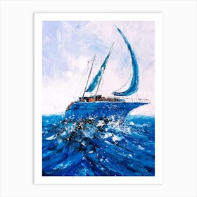 Blue Sailboat Art Print