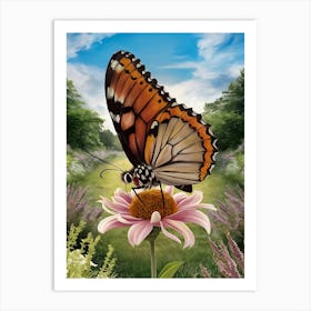 Butterfly On A Flower 5 Art Print