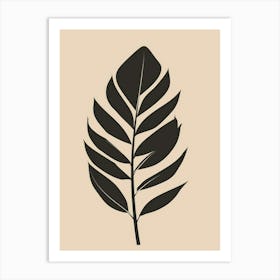 Leaf On A Beige Background Art Print