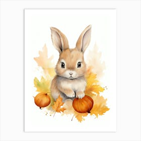A Rabbit Watercolour In Autumn Colours 1 Art Print