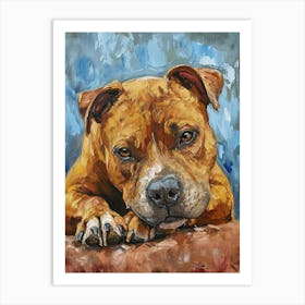 Staffordshire Bull Terrier Acrylic Painting 3 Art Print