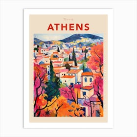 Athens Greece 3 Fauvist Travel Poster Art Print