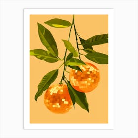 Two Oranges On A Branch Art Print