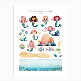 Cute Mermaids 1 Art Print