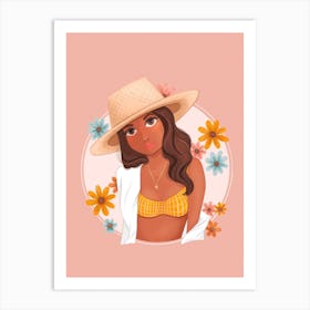 Sun Hat Girl Art Print