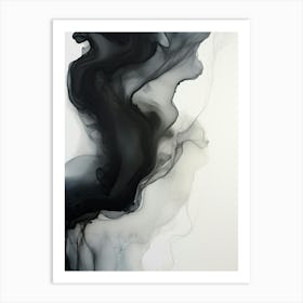 White And Black Flow Asbtract Painting 2 Art Print