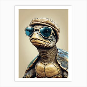 Turtle In Sunglasses Art Print