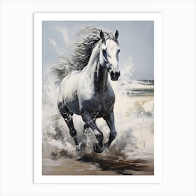 A Horse Oil Painting In Praia Da Marinha, Portugal, Portrait 3 Art Print