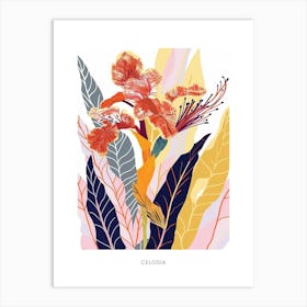 Colourful Flower Illustration Poster Celosia 4 Art Print