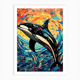Orca Whale Abstract Geometric  Art Print