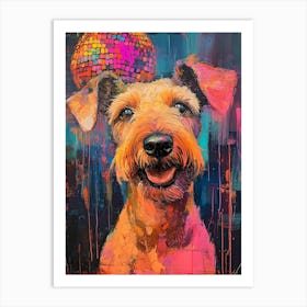 Terrier With Disco Ball 2 Art Print