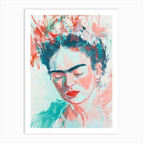 Frida Kahlo Zeichnung, Abstrakte malerei Skizze, sanfte Farben Art Print