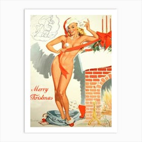 Sexy Pinup Girl Coming From A Mal Bag Art Print