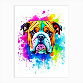 Bulldog Rainbow Oil Painting Dog Art Print