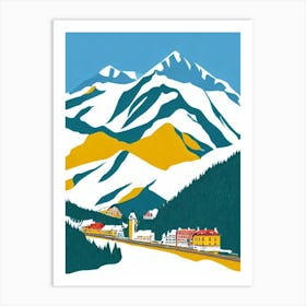 Schladming, Austria Midcentury Vintage Skiing Poster Art Print