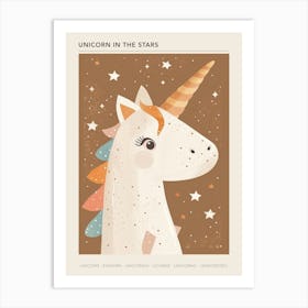 Unicorn With The Stars Muted Mocha Pastels 1 Poster Art Print