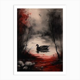 Ducks In The Water Wall Art Above Tv Art Print