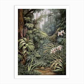 Vintage Jungle Botanical Illustration Vanilla Orchid 1 Art Print