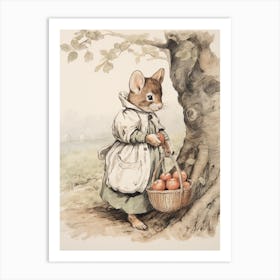 Storybook Animal Watercolour Mouse 1 Art Print